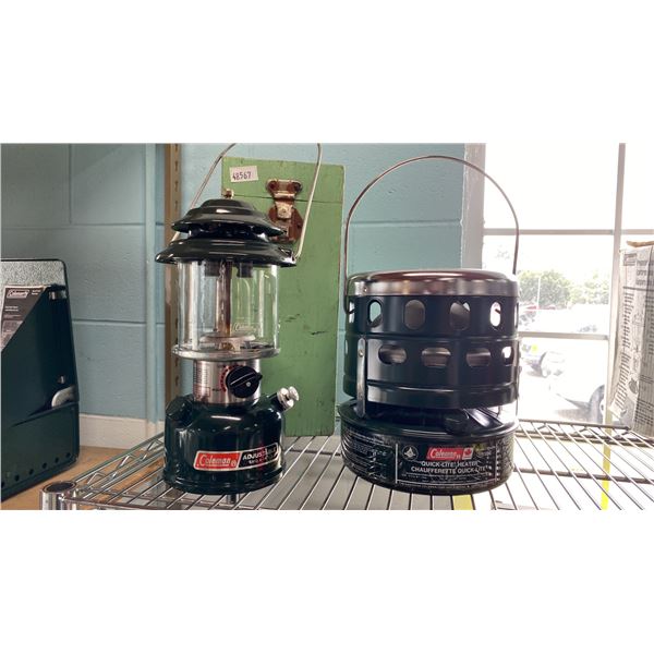 COLEMAN ADJUSTABLE TWO MANTLE LANTERN (WICHITA,KANSAS USA) WITH WOOD BOX AND COLEMAN 518B