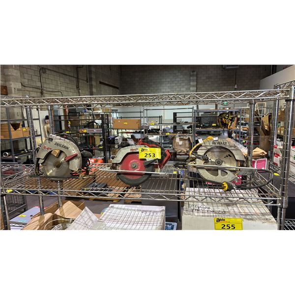 (1) CORDLESS & (2) CORDED CIRCULAR SAWS: MILWAUKEE, SKILSAW & DEWALT *NO BATTERY OR CHARGER*