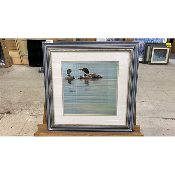 ROBERT BATEMAN "LOON FAMILY" PRINT - APPROX. 18" X 18" FRAMED