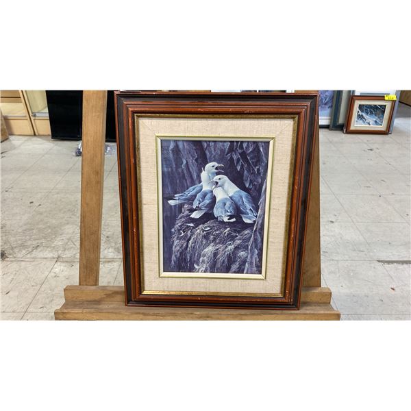 ROBERT BATEMAN "KITTIWAKES GREETING" PRINT - APPROX. 16 1/2" X 14" FRAMED