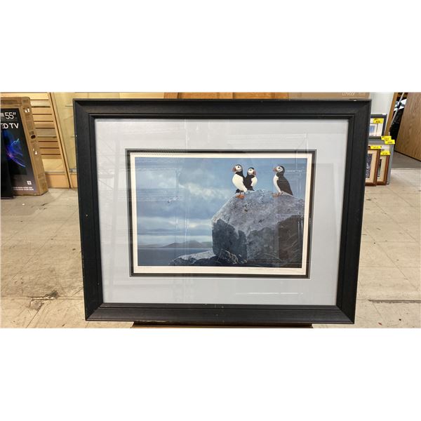 "TRIO OF PUFFINS" LEP (SIGNED & NUMBERED) - APPROX. 31 1/2" X 26" FRAMED