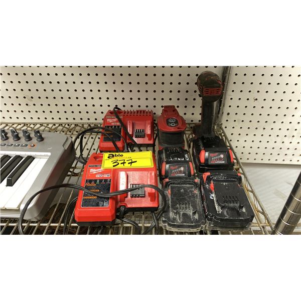 MILWAUKEE CORDLESS DRILL WITH BATTERIES & BATTERY CHARGERS