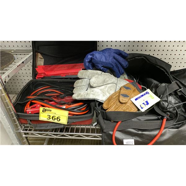 BLIZZAK ROADSIDE EMERGENCY KIT & BAG OF WORK GLOVES, CABLES & MORE