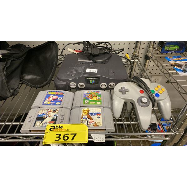 VINTAGE NINTENDO 64, CONTROLLER & (4) GAMES