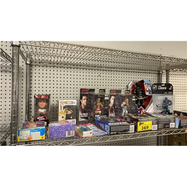 SHELF OF ASSTD COLLECTIBLE FIGURES: UFC, MARVEL, STAR WARS, NHL, GI JOE & MORE