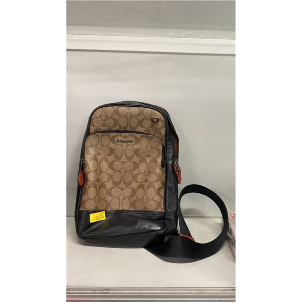GENUINE COACH C8356 GRAHAM PACK IN COLORBLOCK KHAKI SIGNATURE C CANVAS W/LEATHER TRIM