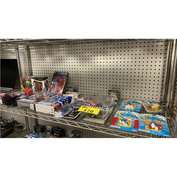 SHELF OF ASSTD. COLLECTABLE FIGURES: SMURFS, GI JOE, POWER RANGERS, MARVEL STAR WARS & MORE