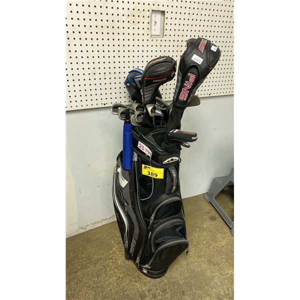 SUN MOUNTAIN SYNC GOLF BAG & ASSORTED GOLF CLUB: MOST ARE PING