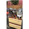 Image 1 : WOODEN BIN OF ASSORTED SHOVELS