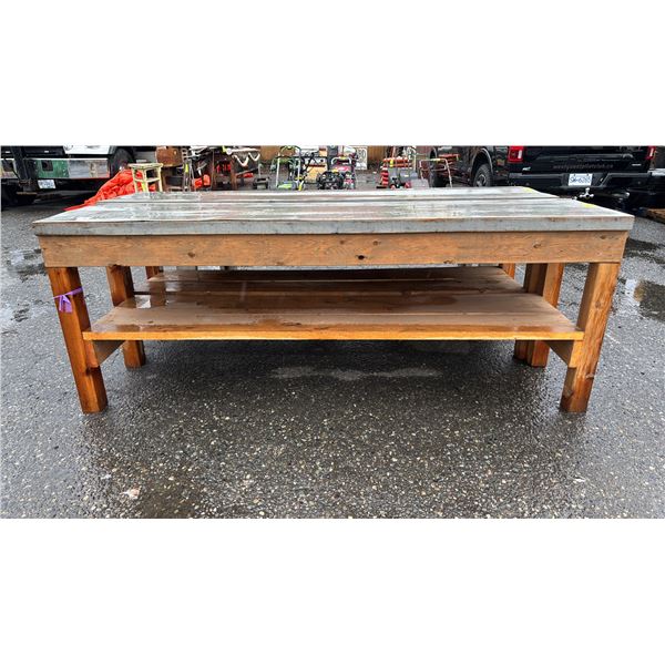 WOODEN TABLE 8FT LONG X 2FT WIDE
