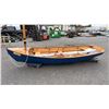 Image 2 : APPROX. 14'5" BLUE WOOD DINGHY WITH SAIL, OARS & RUDDER: NAMED "DAISY"