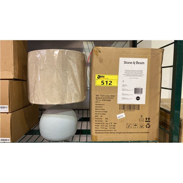 (2) *NEW* STONE & BEAM INDUSTRIAL DECOR ROUND CONCRETE BASE TABLE LAMPS