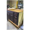 Image 3 : BROWN WOODEN VANITY DRAWER CABINET WITH ATTACHED HEAVY DUTY 9-OUTLET POWER STRIP