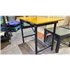 Image 2 : RECTANGULAR WOODEN TABLE WITH METAL BASE - APPROX. 3FT3IN X 2FT