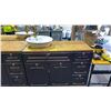 Image 2 : BROWN WOODEN VANITY DRAWER CABINET WITH ATTACHED HEAVY DUTY 9-OUTLET POWER STRIP