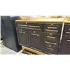 Image 2 : BROWN WOODEN VANITY DRAWER CABINET WITH ATTACHED HEAVY DUTY 9-OUTLET POWER STRIP