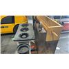 Image 2 : PALLET OF VINTAGE ITEMS: KEROSENE COOK STOVE, METAL ROLLING STORAGE CABINET & KNOT TYING RACK