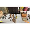 Image 1 : TABLE OF ASSORTED VINTAGE TOOLS: ASSTD. PLANES, PLANE CUTTERS, CLAMP & MORE