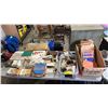 Image 1 : TABLE OF ASSORTED VINTAGE FISHING LURES, FLASHERS, HOOKS, STEEL WIRE & MORE