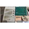Image 6 : TABLE OF ASSORTED VINTAGE FISHING LURES, FLASHERS, HOOKS, STEEL WIRE & MORE