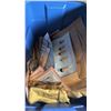 Image 2 : VINTAGE LIFE JACKET & BOX OF ASSORTED VINTAGE FISH FLOATS, SWIVELS, LURES, HOOKS & MORE