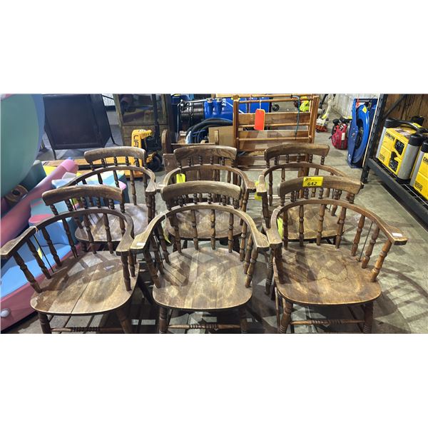 6 VINTAGE WOOD SPINDLE BACK BOW CHAIRS, VINTAGE WOOD CLOTHES DRYING RACK & MORE