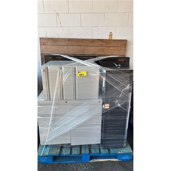 PALLET OF ASSORTED METAL STORAGE CABINETS AND WATER DISPENSER UNITS
