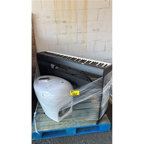 PALLET OF ASSORTED ITEMS INCLUDING OVE SMART BIDET TOILET WITH REMOTE, ROLAND ELECTRIC PIANO AND MOR