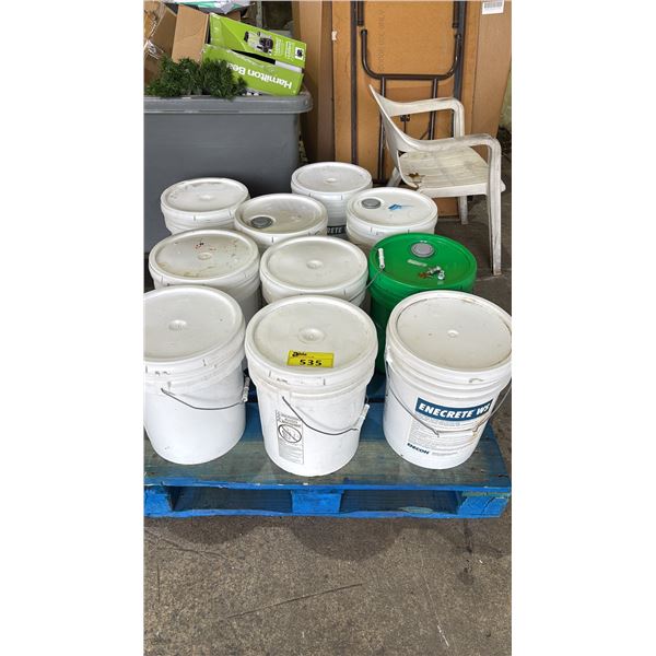 PALLET OF ENECOR ENECRETE WS CONCRETE SEALER & LEAK REPAIR & 1 TUB OF ENCRETE DURAFILL ACTIVATOR