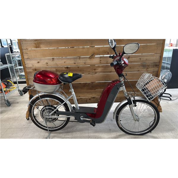 NO-NAME E-BIKE WITH FRONT BASKET, REAR STORAGE CASE, KEY & CHARGER
