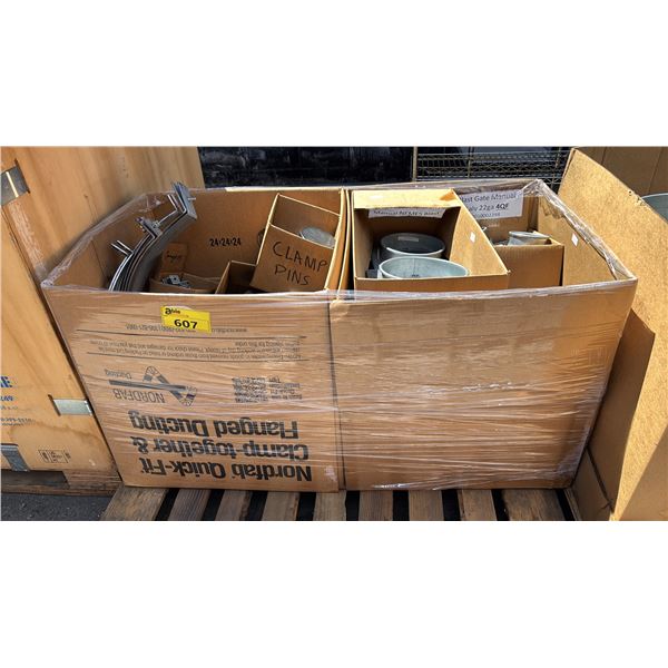 BOX OF NORDFAB HANGERS AND BOX OF NORDFAB MANUAL BLAST GATES