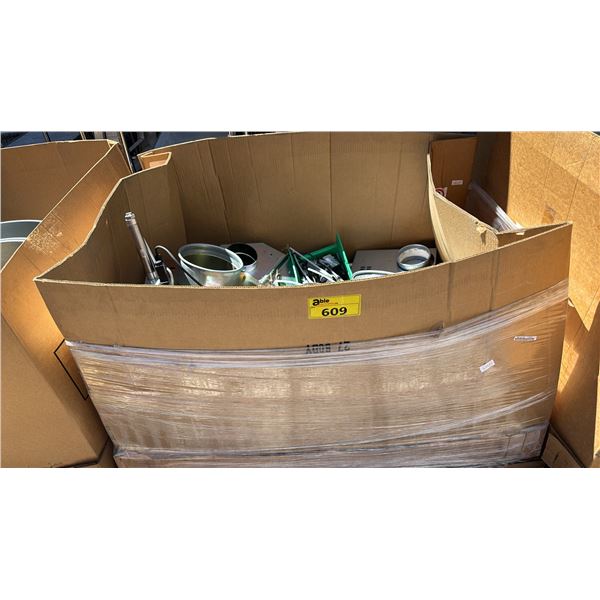 BIN OF ASSORTED ECOGATE AND NORDFAB AUTOGATES, 120VAC SOLENOIDS