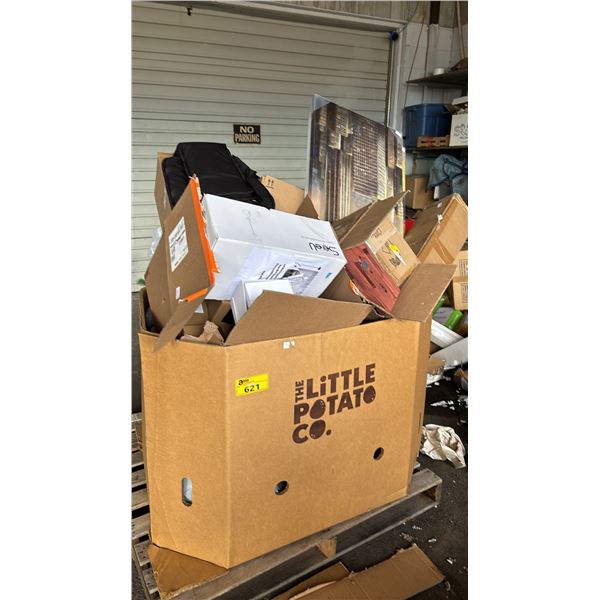 PALLET OF ASSORTED LIGHTING, CHRISTMAS TREE, STORAGE BOXES AND MORE
