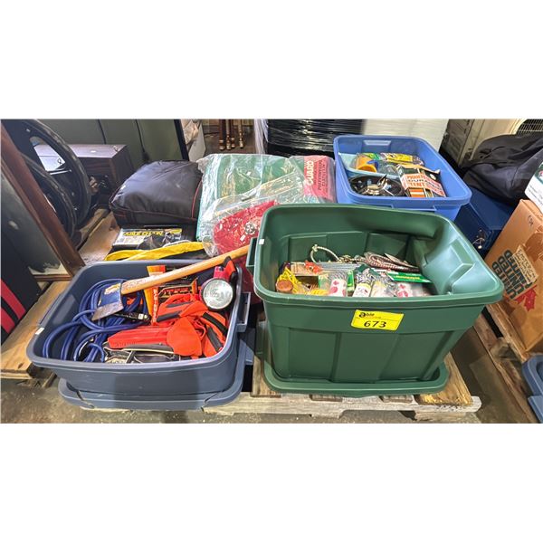 PALLET OF ASSORTED ROPE, TARP, TIRE CHAINS, ASSORTED MUGS & MORE *MUST TAKE ALL ON PALLET*