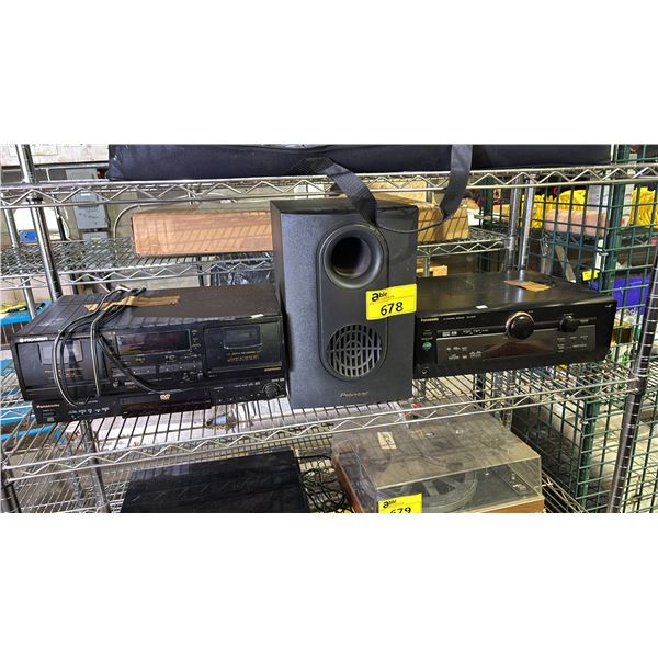 PANASONIC AV RECEIVER, PIONEER SPEAKER, PIONEER STEREO CASSETTE PLAYER & PANASONIC CD/DVD PLAYER