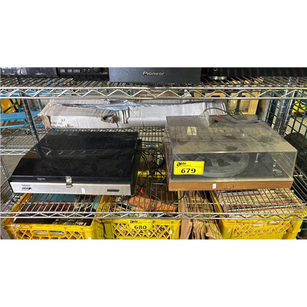 PANASONIC TURNTABLE (HINGES ON LID BROKEN) & BIC MULTIPLE PLAY MANUAL TURNTABLE
