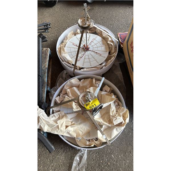 (2) MODERN WHITE DRUM-STYLE PENDENT LIGHT FIXTURES