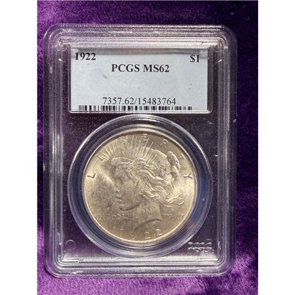 PEACE SILVER DOLLAR - 1922 - MS62