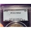 Image 3 : PEACE SILVER DOLLAR - 1922 - MS62