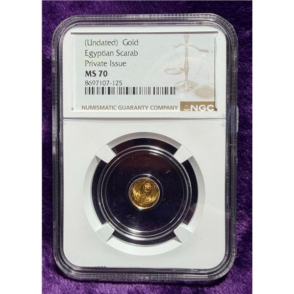 GOLD COIN: EGYPTIAN SCARAB - PRIVATE ISSUE - MS70