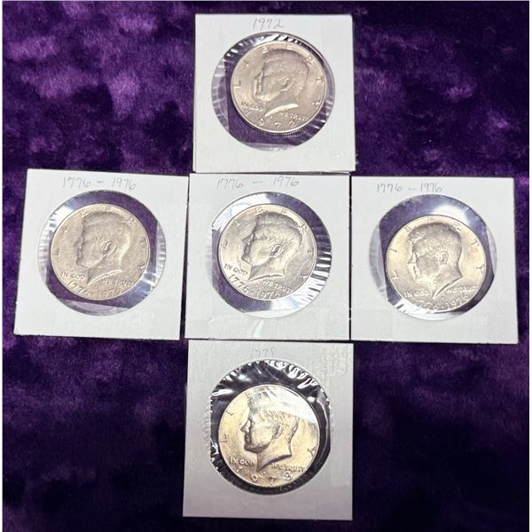 KENNEDY HALF DOLLARS - 1972D, 1776-1976D (X3), 1978D; LOT OF 5