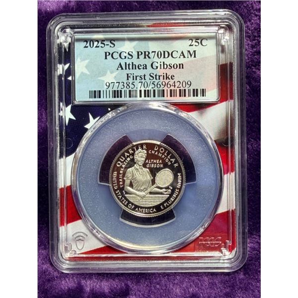 AMERICAN WOMEN QUARTER - ALTHEA GIBSON - 2025S - PR70DCAM - FIRST STRIKE