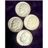 Image 1 : ROOSEVELT SILVER DIMES - 1961, 1962D (X2), 1963D; LOT OF 4