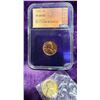 Image 1 : LINCOLN WHEAT PENNIES: 1955 PF68 RD AND 1939 PLATED IN 24-KARAT GOLD; LOT OF 2