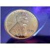 Image 4 : LINCOLN WHEAT PENNIES: 1955 PF68 RD AND 1939 PLATED IN 24-KARAT GOLD; LOT OF 2