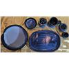 Image 2 : Handcrafted Stoneware Pottery Set in Cobalt Blue Glaze, Signed