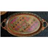 Image 2 : Decorative Plates and Tray: Silver Plate, Peacock Tray, and Ceramic Ship Plate