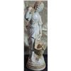 Image 1 : Porcelain Figurine of Woman Carrying Basket, 21 Inches Tall