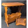 Image 1 : Wooden Magazine Rack with Top Shelf and Small Decorative Tray