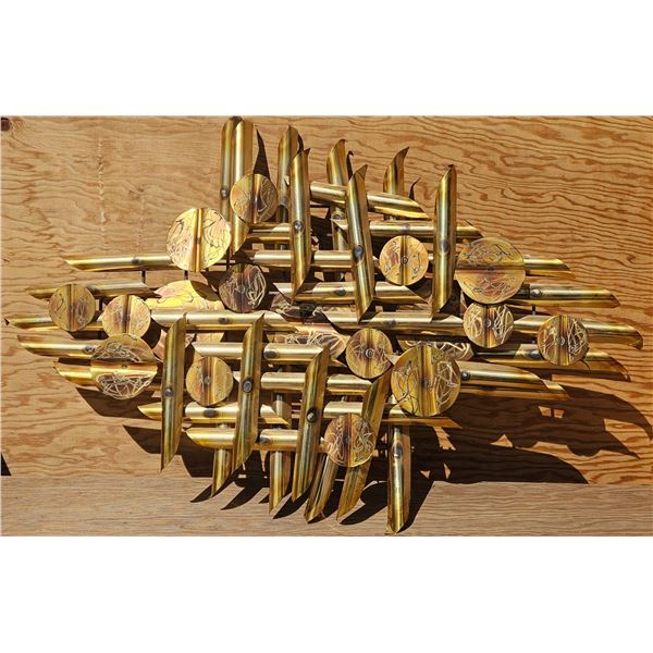Brass and Metal Outdoor Decorative Wall Accent, 28 x 44 Inches
